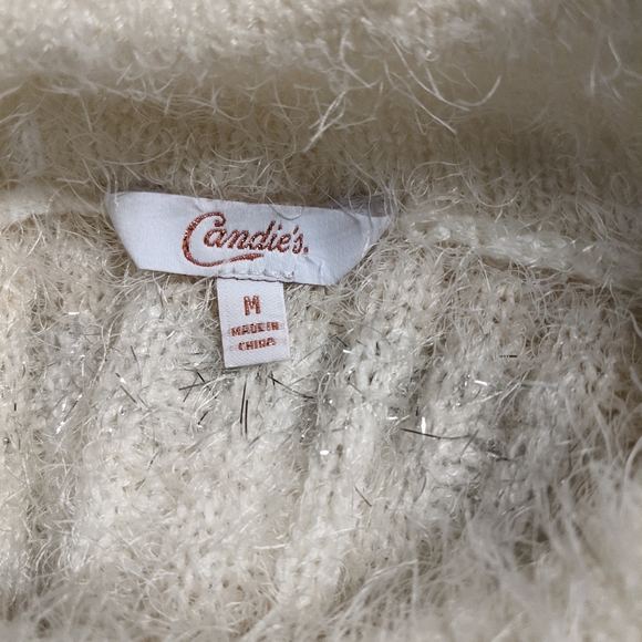 Candie’s Mock Neck Fuzzy Cozy & Soft Sweater Lurxstripe M - Picture 8 of 9
